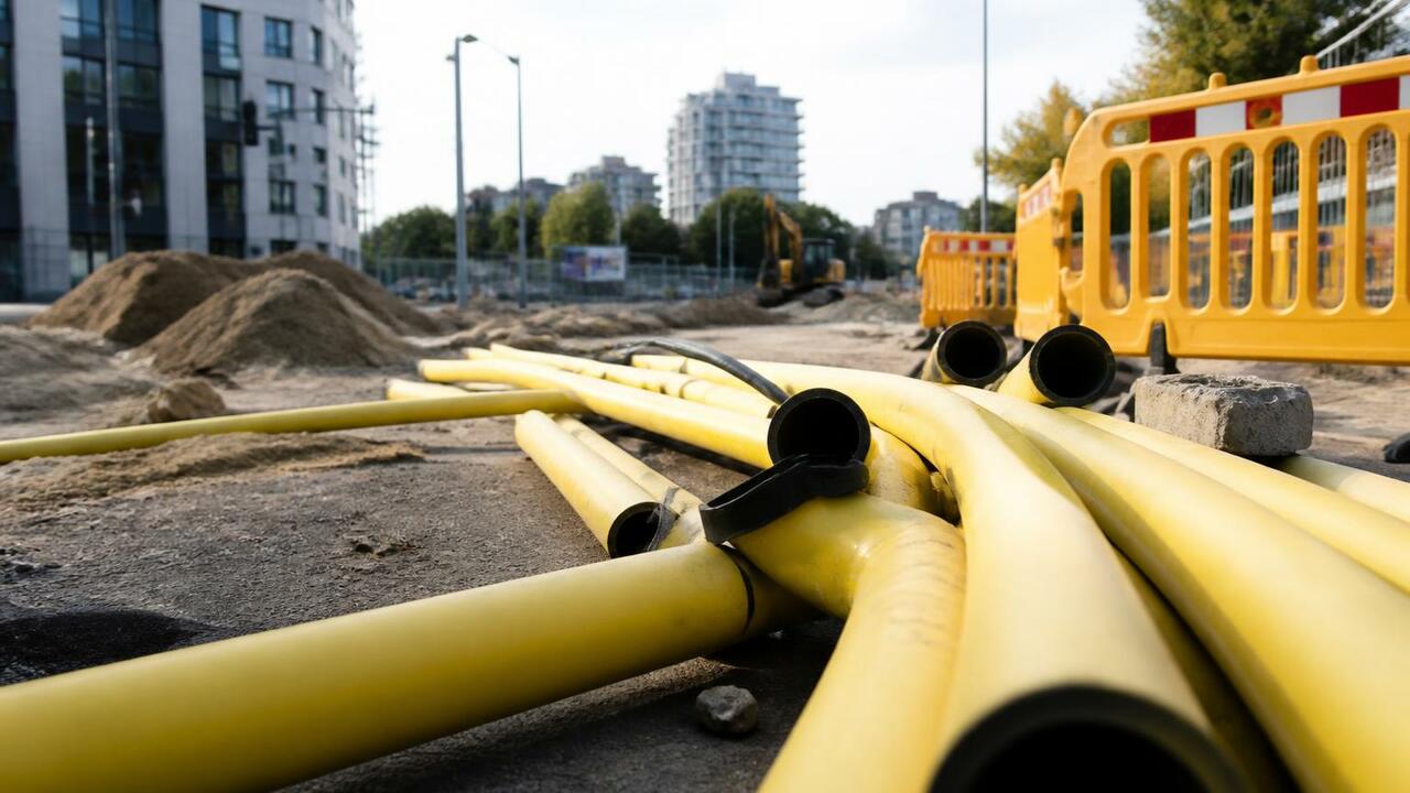 Строительство газопровода для ТЭЦ на западе Мос...